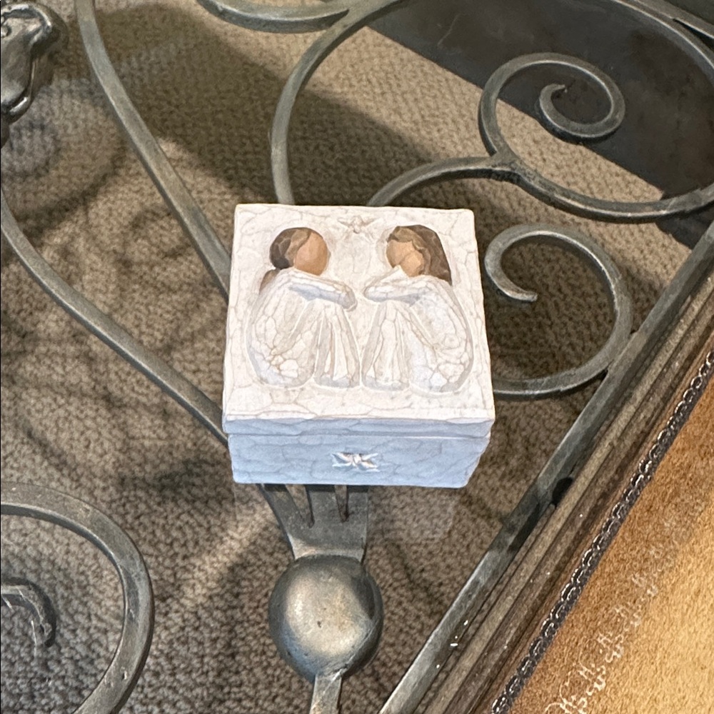 Deacon Decorative White and Brown Angel Box Friendship